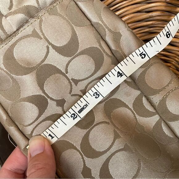 Coach Ashley Sateen Signature C Hobo Crossbody Bag Purse Brown Tan Hippie - Picture 7 of 11